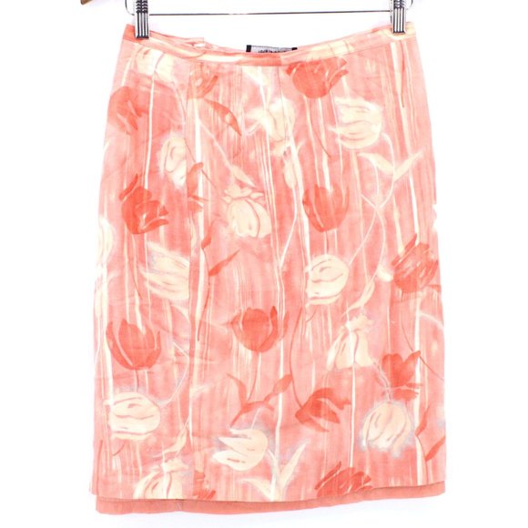 Vintage Bernard Holtzman Straight Skirt Womens Pink Floral Casual Retro Size 28 - Picture 1 of 7